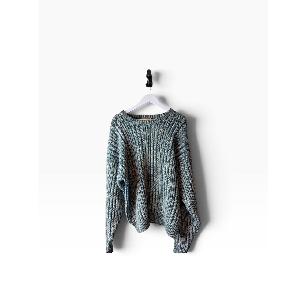 Vintage Woolrich Dark Pine Wool Ribbed Knit Sweater Mens XL Handframed Hong Kong